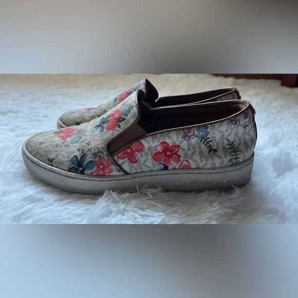 Michael Kors Keaton MK/Floral Print Slip On Sneakers 7.5 Pre Loved - Picture 2 of 6